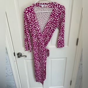 Diane Von Furstenberg polka dot wrap dress in Magenta